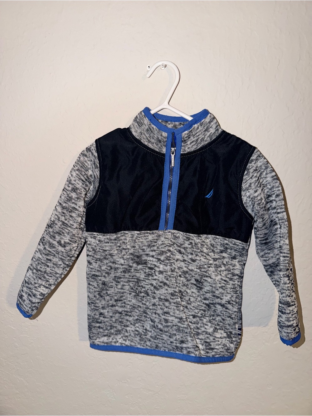 Nautica Toddler Boys 24M Gray Blue Quarter Zip Pullover Sweater Jacket